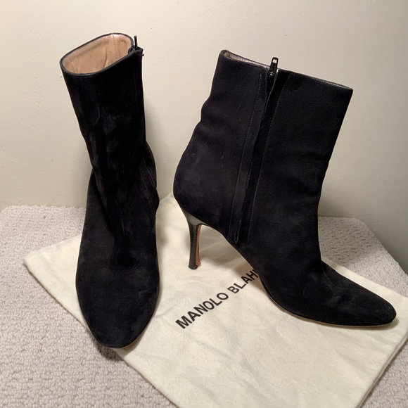Manolo Blahnik Shoes - Manolo Blahnik Black Suede Bootie